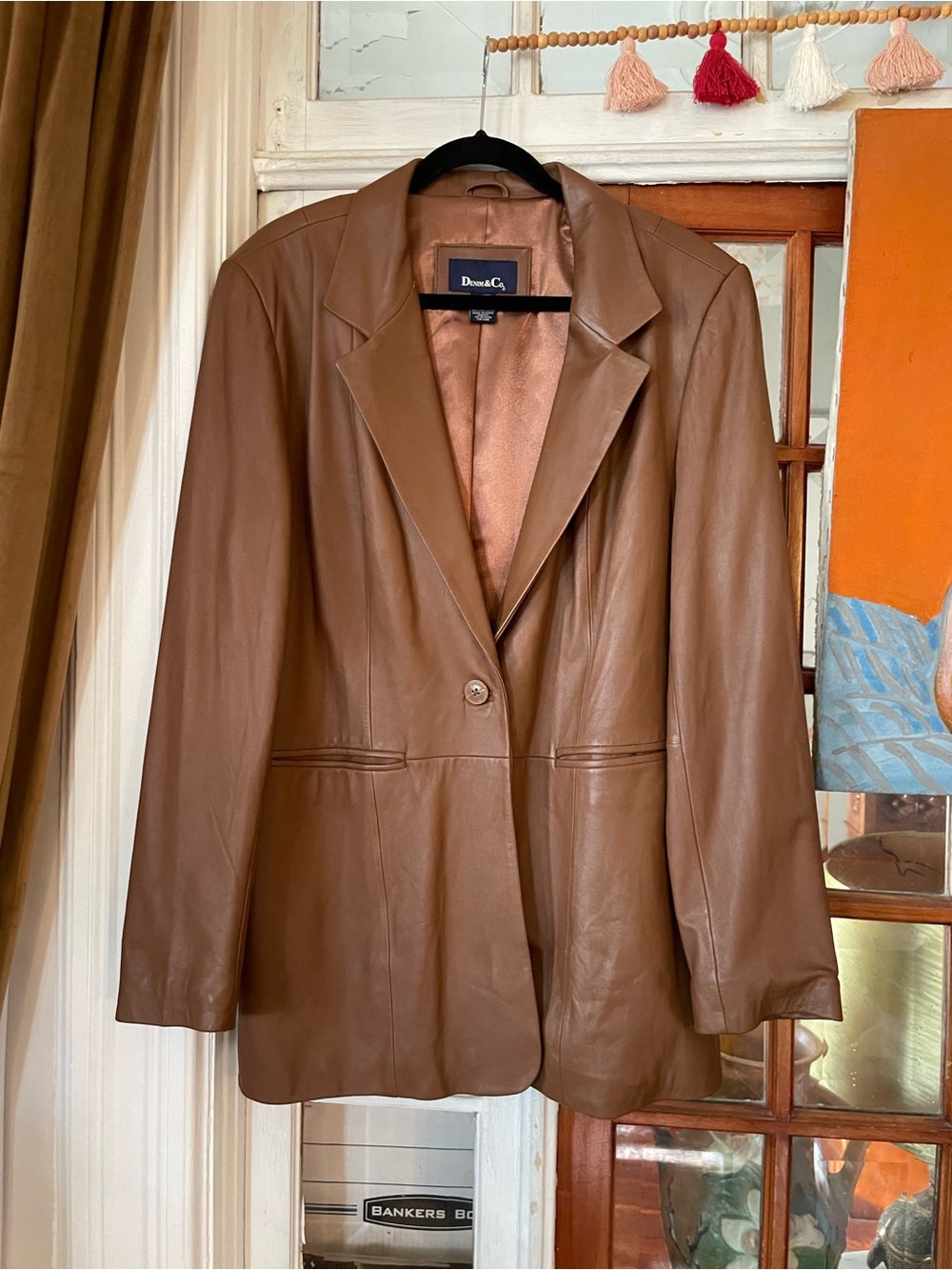 Vintage Brown Leather Jacket Blazer